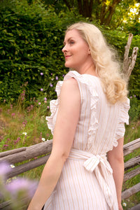 Karin's Picnic Dress, White & Yellow Stripe