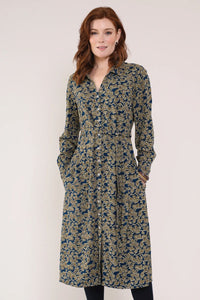 Trailing Floral Shirt Dress, Khaki