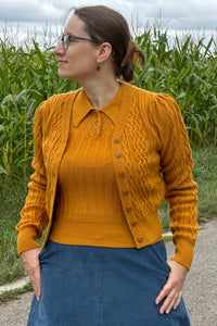 The Ice Breaker Cardigan, Mustard