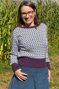 Strickpulli mit Muster, Purple with Light Blue