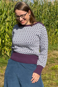 Strickpulli mit Muster, Purple with Light Blue