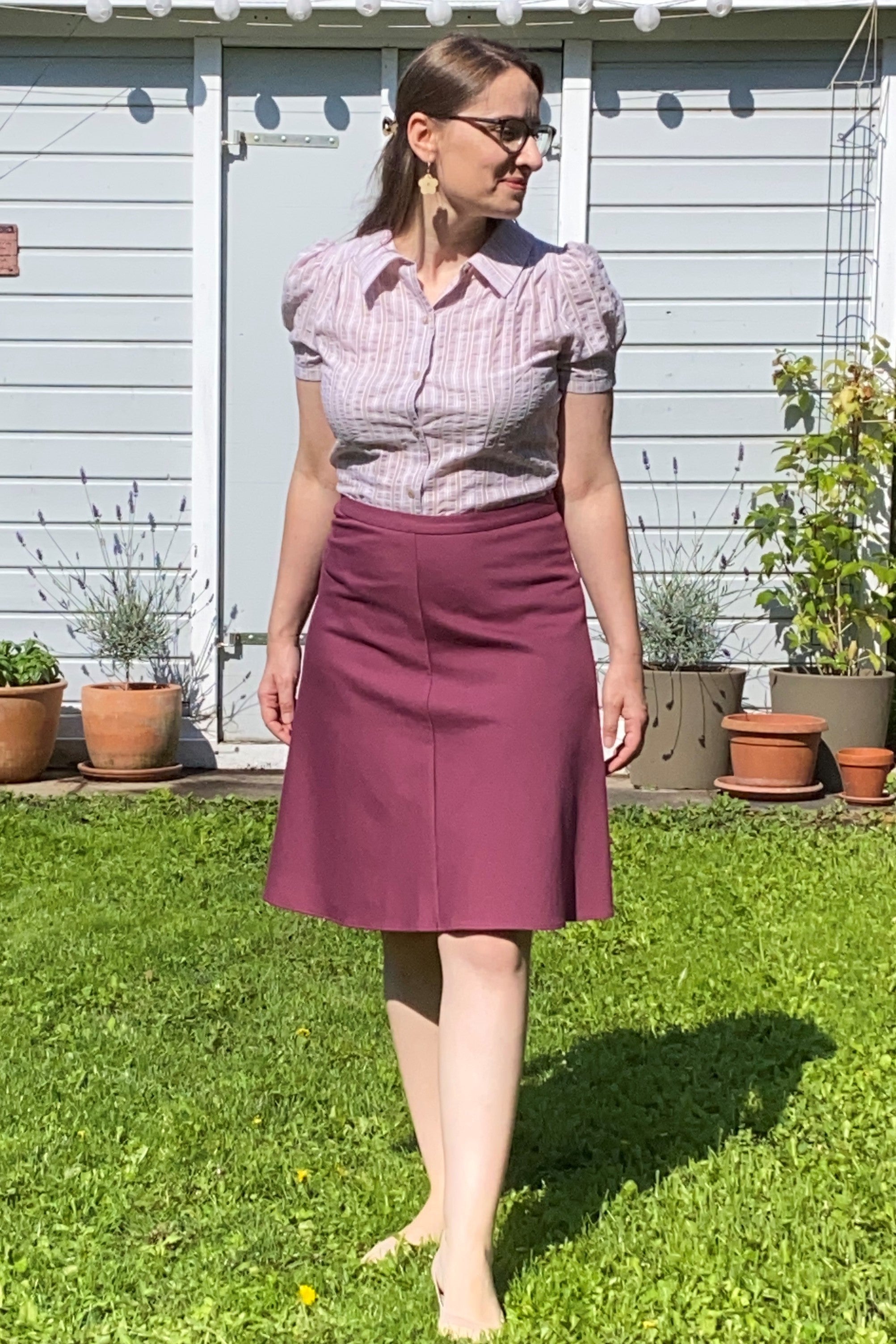 That Same Old Favorite Blouse, Lilac textured stripe