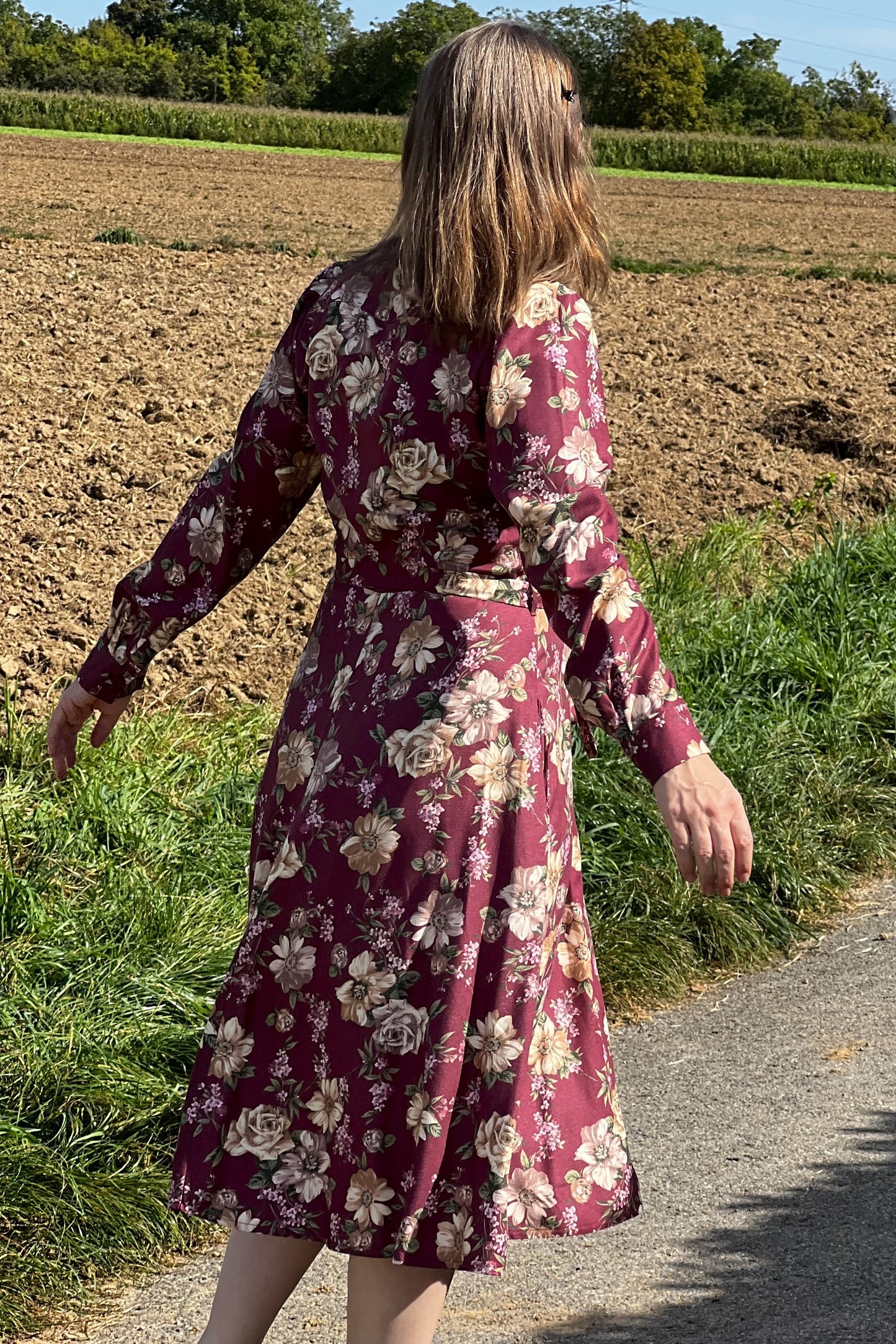 Magnolia Dress Crepe, Renoir Burgundy