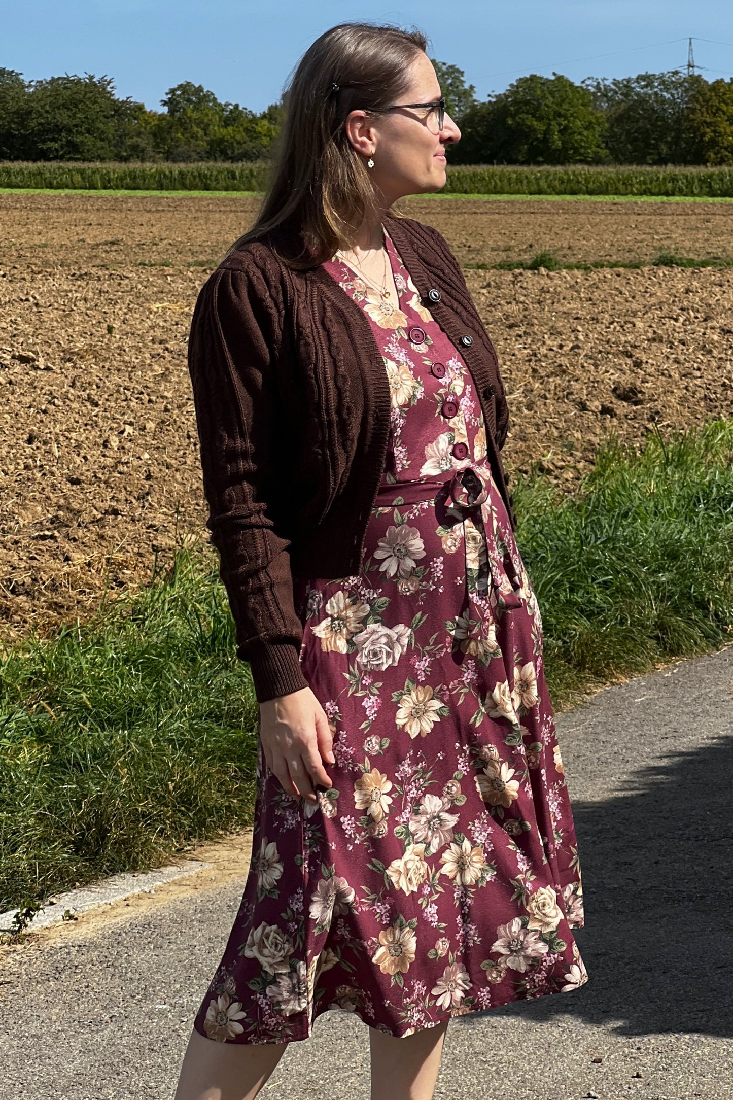 Magnolia Dress Crepe, Renoir Burgundy