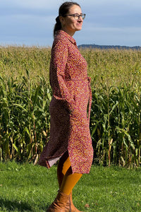 Dotty Shirt Dress, Cranberry