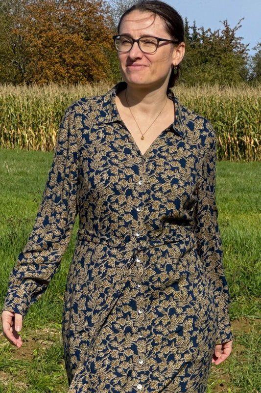 Trailing Floral Shirt Dress, Khaki