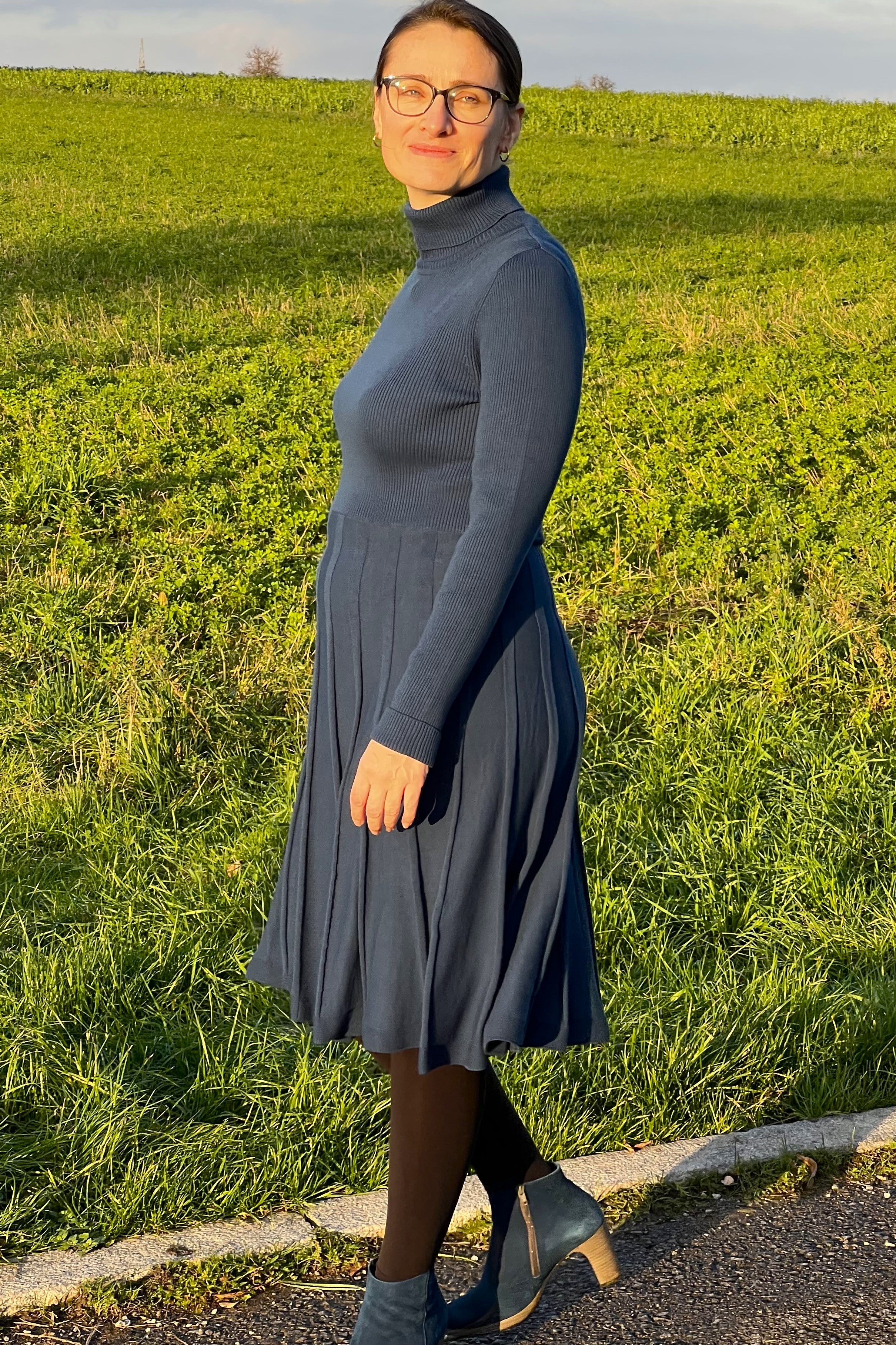 Strickkleid Henna Roll Neck, Blue