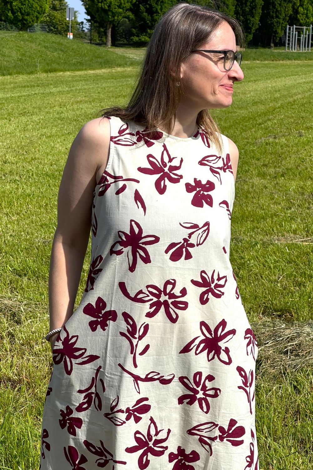 Maxikleid Cotton Poplin Dress, Rosewood