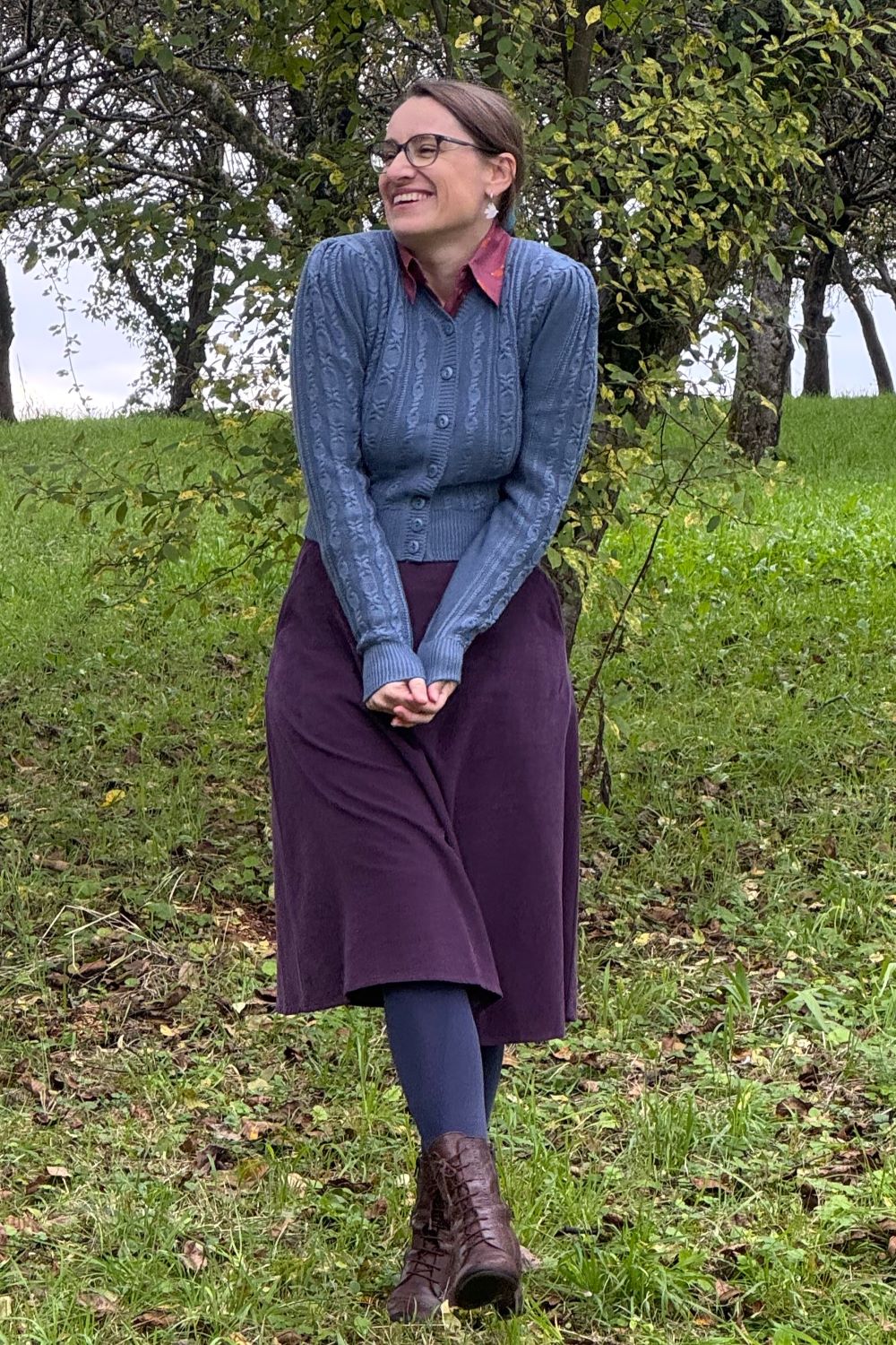 The Ice Skater Cardigan, Pale Indigo Wool