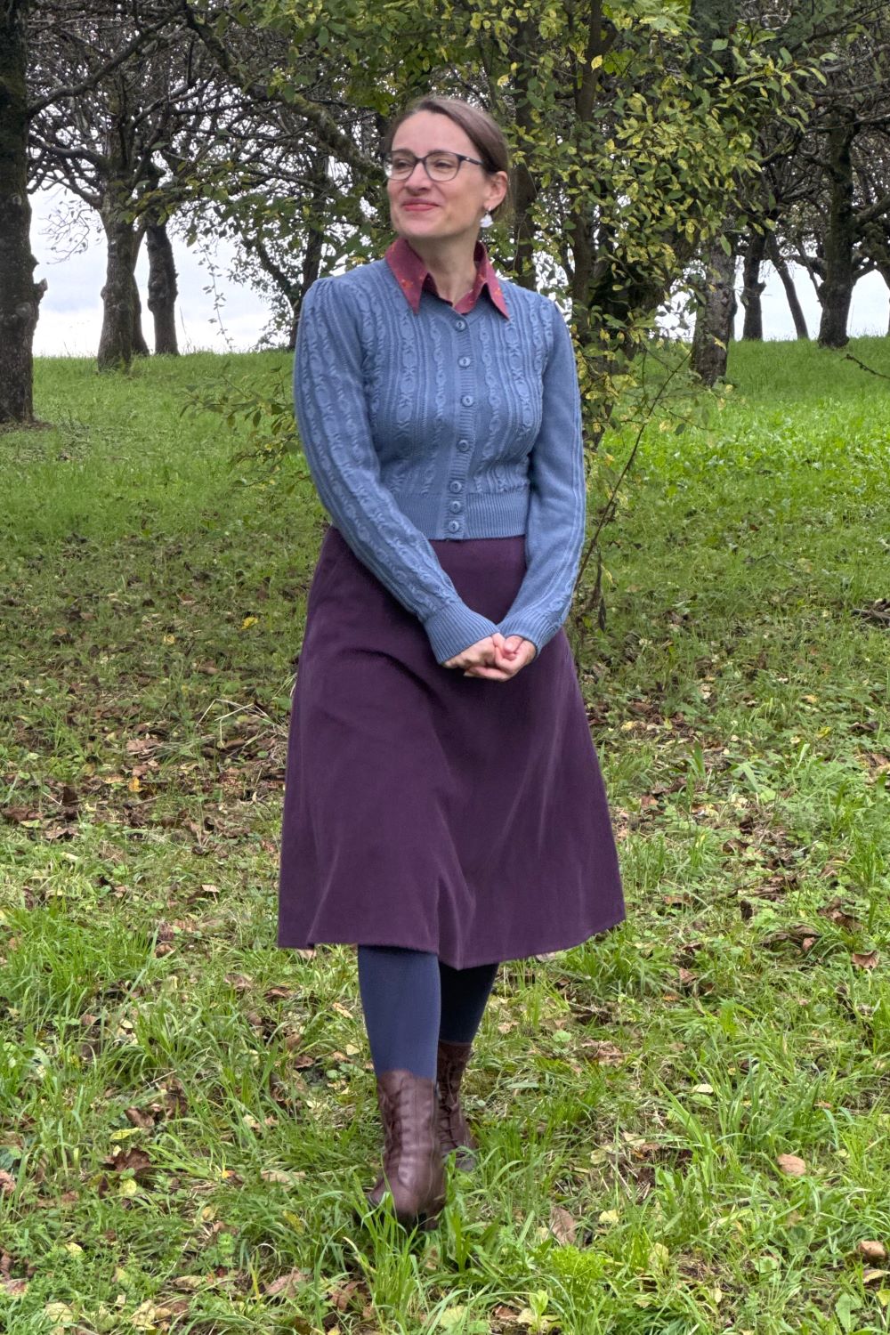The Ice Skater Cardigan, Pale Indigo Wool