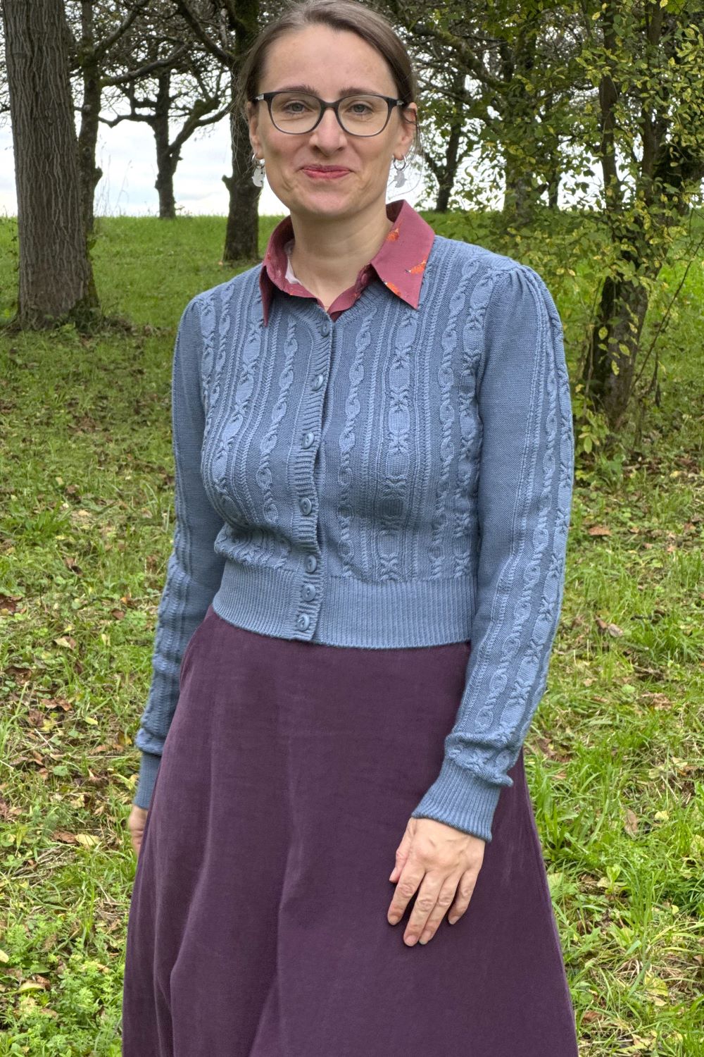 The Ice Skater Cardigan, Pale Indigo Wool