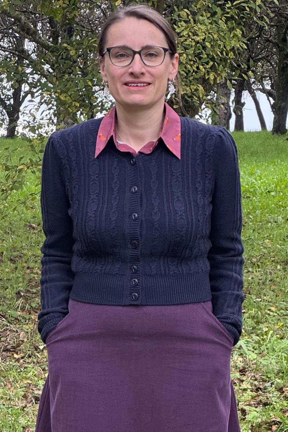 The Ice Skater Cardigan, Navy Mélange Wool