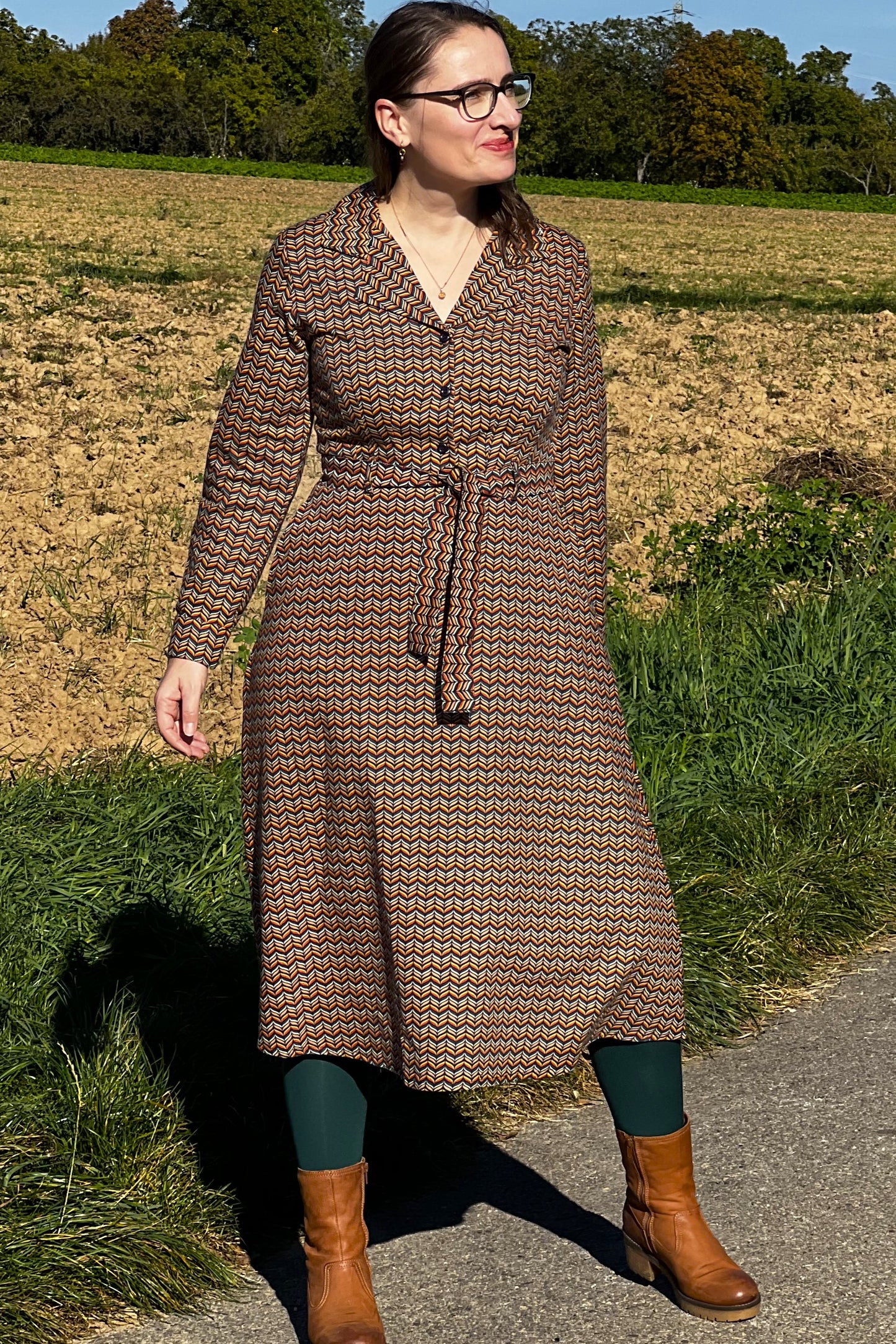 Hemdblusenkleid mit Kragen Midi, Sycamore