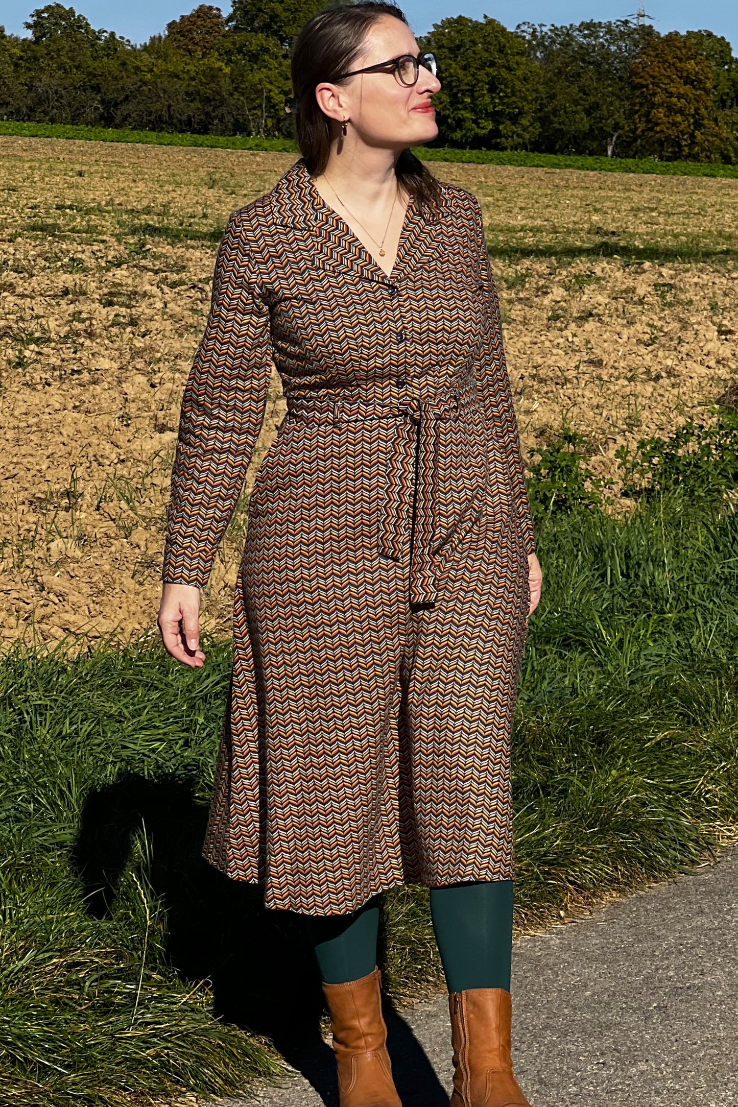 Hemdblusenkleid mit Kragen Midi, Sycamore