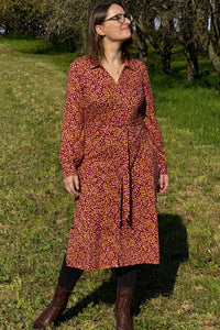 Dotty Shirt Dress, Cranberry