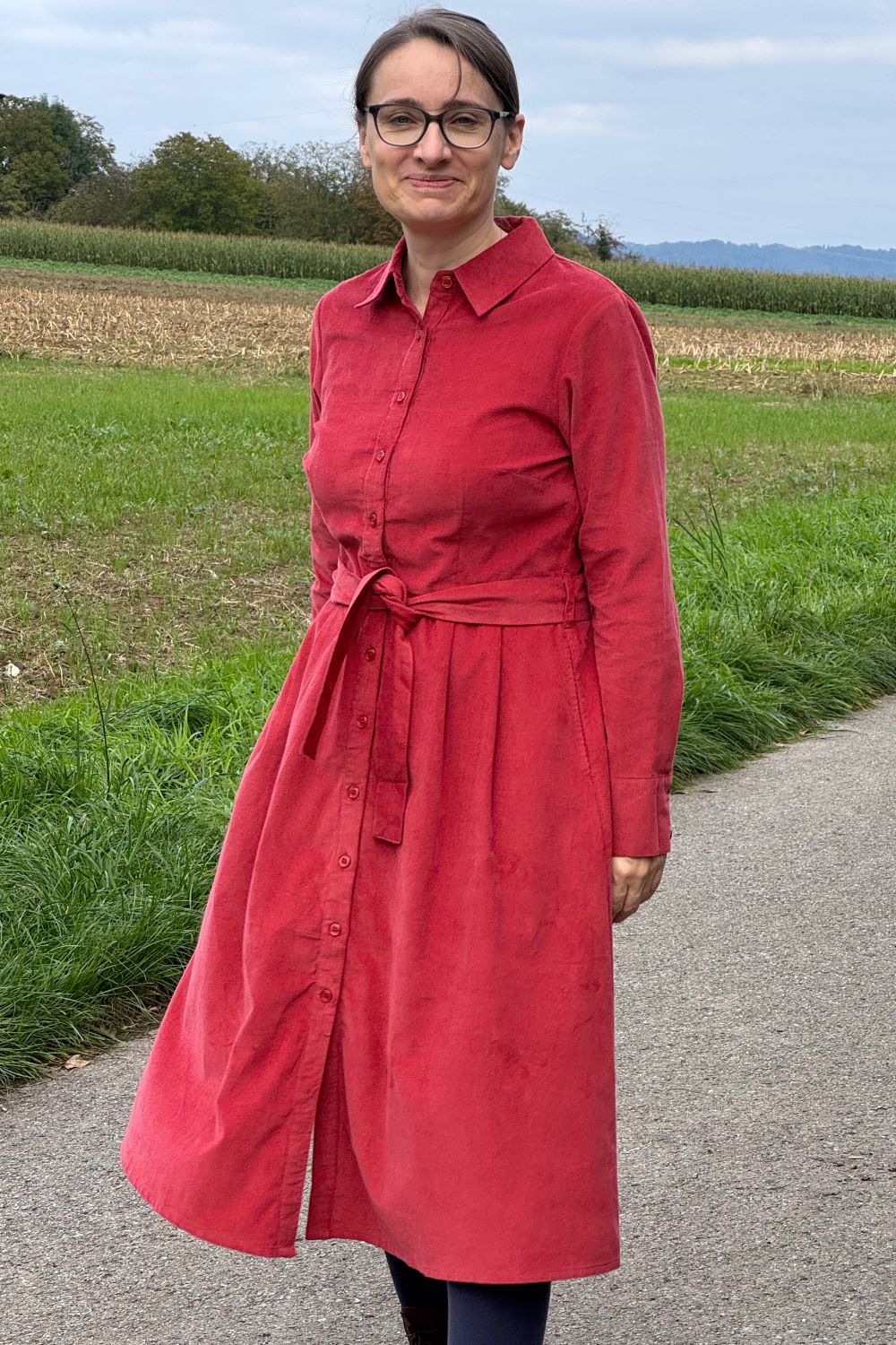 Midi-Kordkleid, Garnet