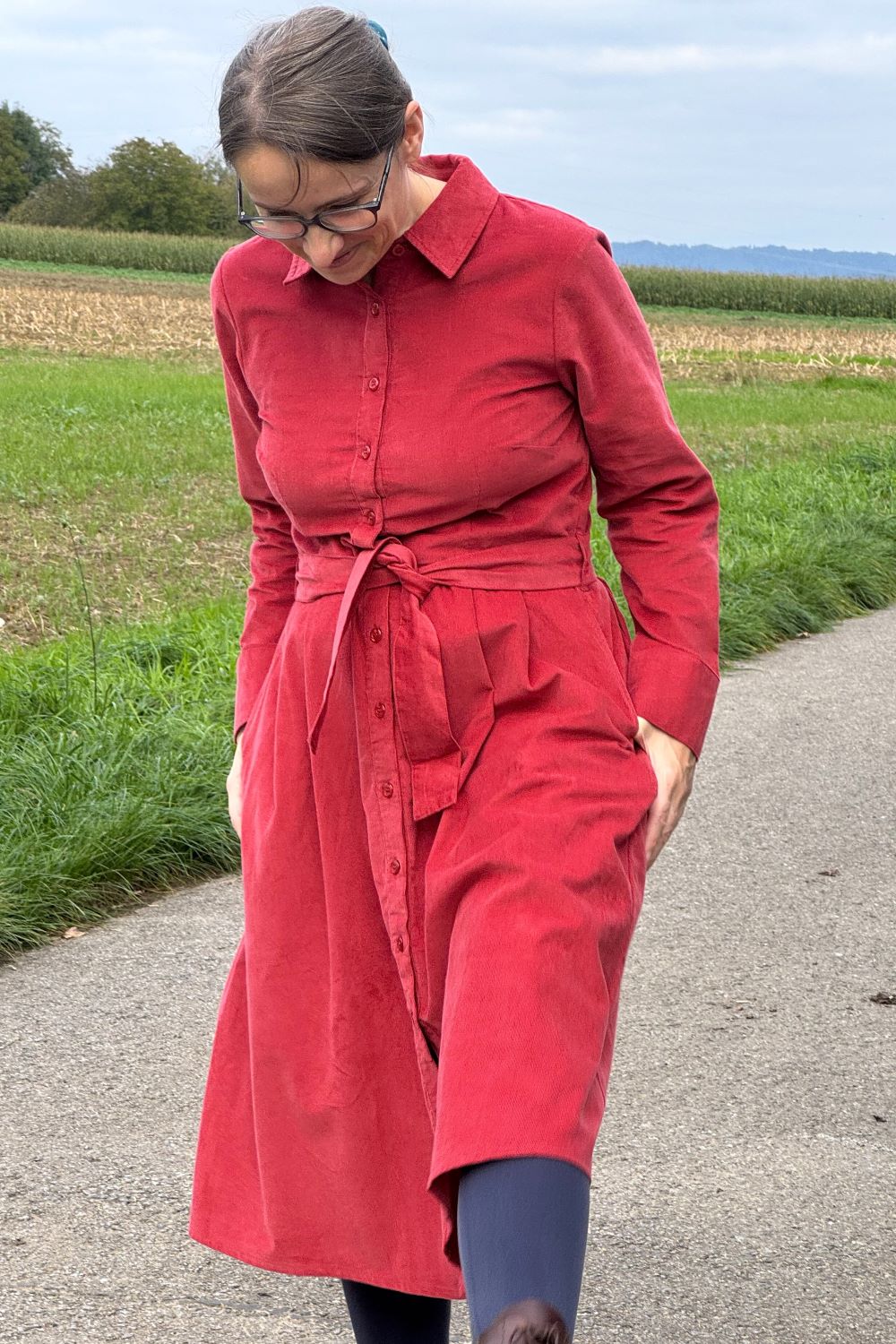 Midi-Kordkleid, Garnet