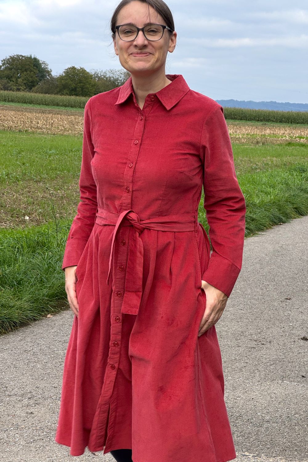 Midi-Kordkleid, Garnet