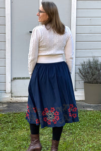 Viskose-Rock Embroidered Skirt, Thunder