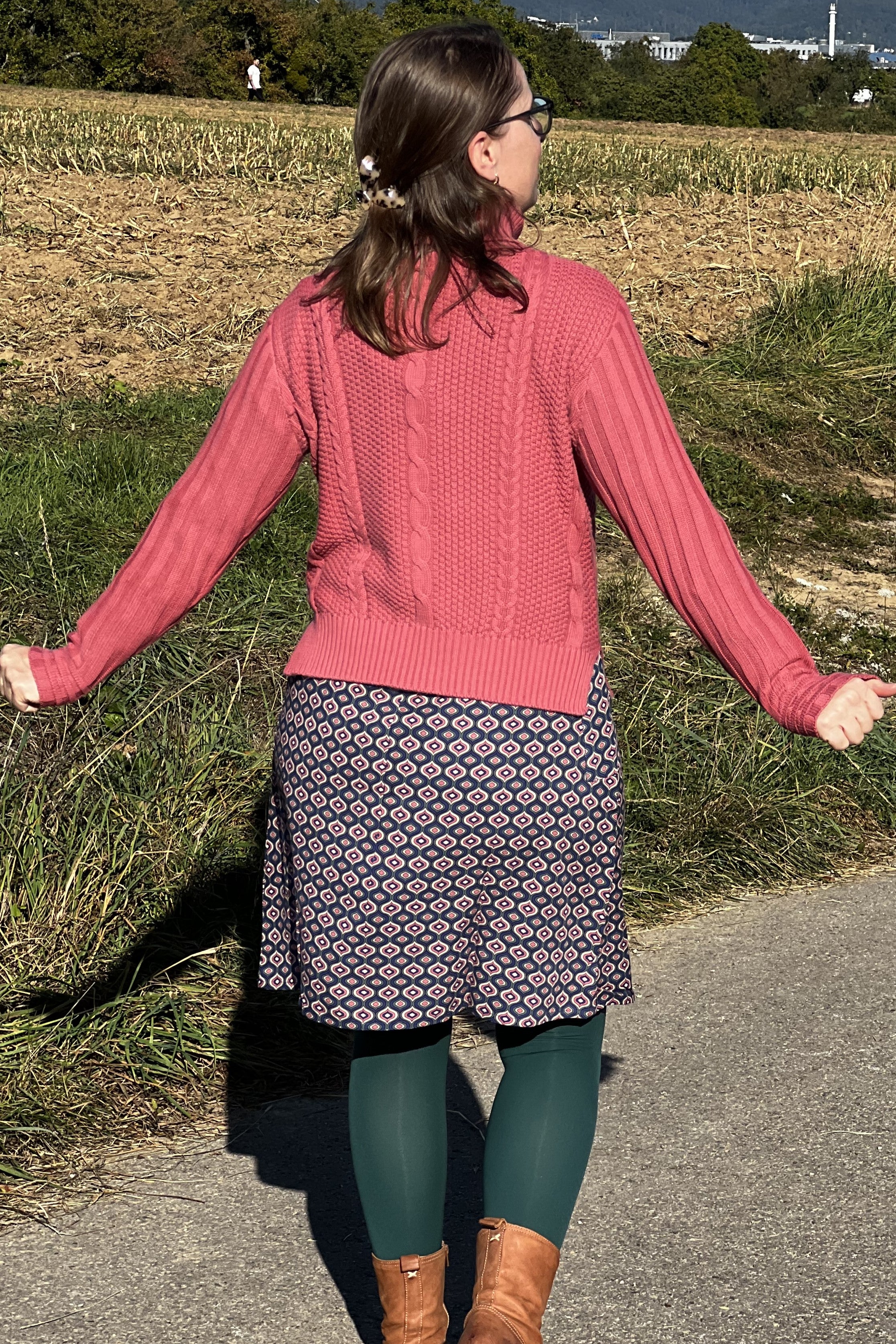 Rollkragen Pulli mit Zopfstrick, Dusty Cedar