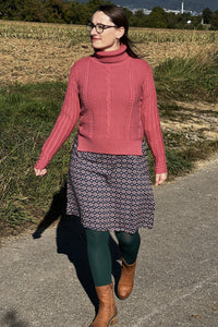 Rollkragen Pulli mit Zopfstrick, Dusty Cedar