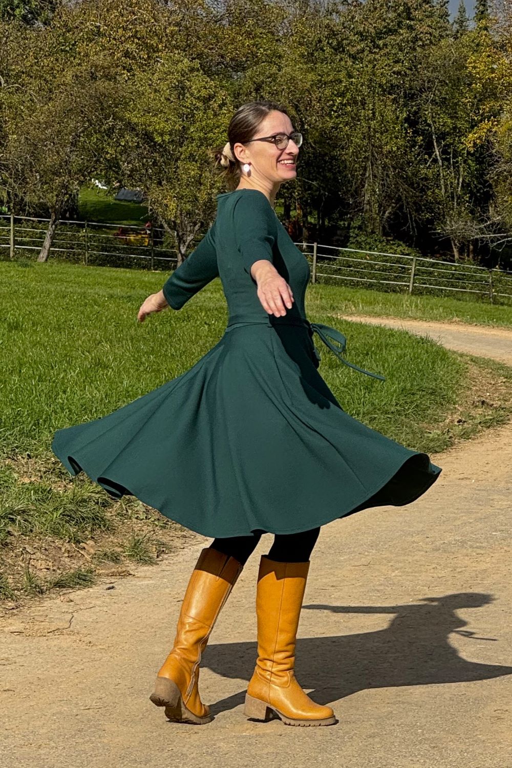 Kleid Ballerina Dress, Forest Green Punty