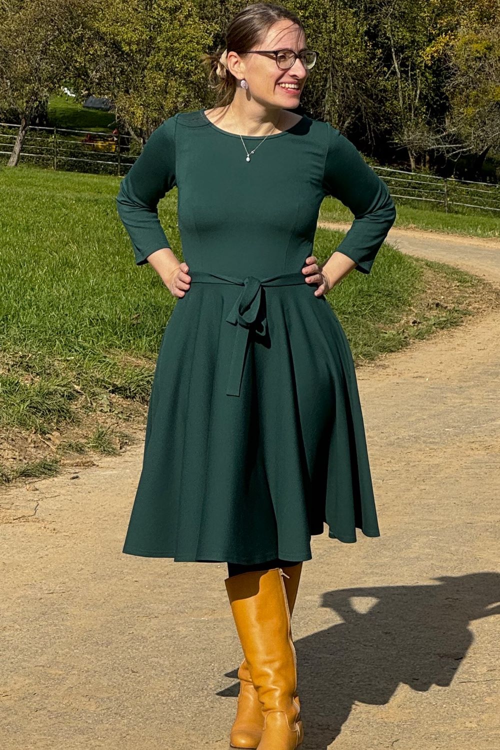 Kleid Ballerina Dress, Forest Green Punty