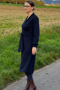 Cross Over Dress, Navy Jersey Crepe
