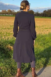Cross Over Dress, Navy Jersey Crepe