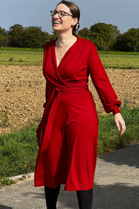 Cross Over Dress Tricot Deluxe, Deep Red