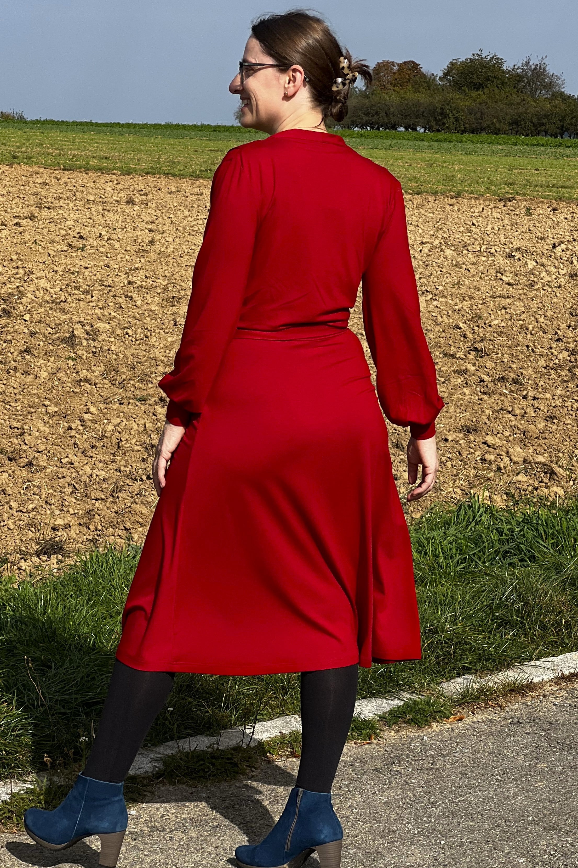 Cross Over Dress Tricot Deluxe, Deep Red