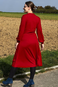 Cross Over Dress Tricot Deluxe, Deep Red