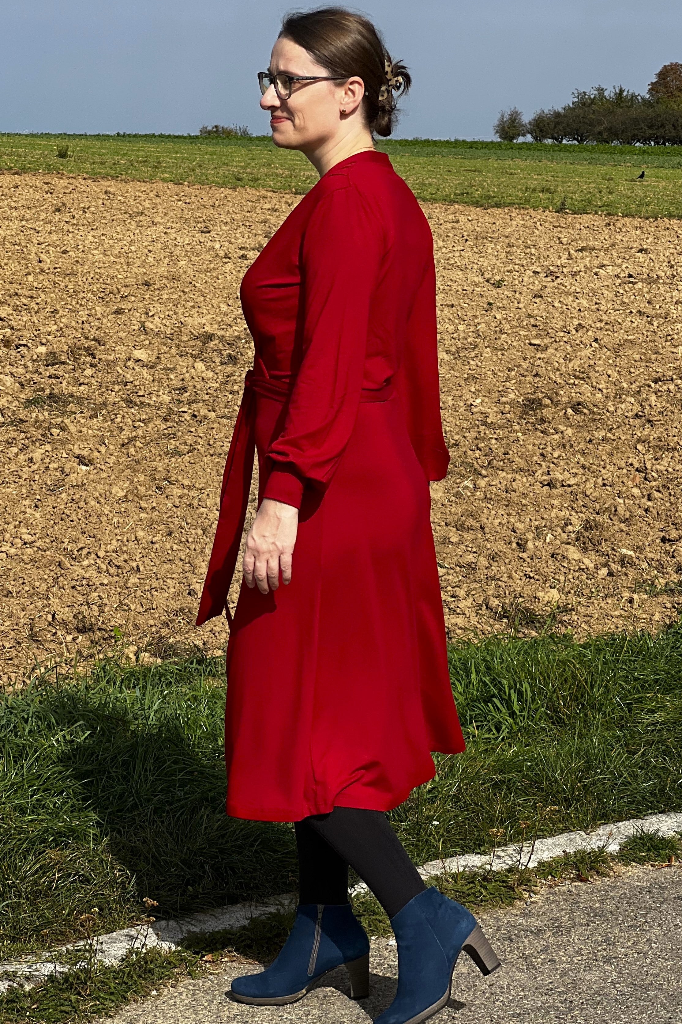 Cross Over Dress Tricot Deluxe, Deep Red