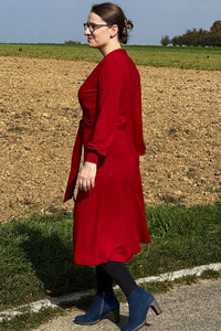 Cross Over Dress Tricot Deluxe, Deep Red