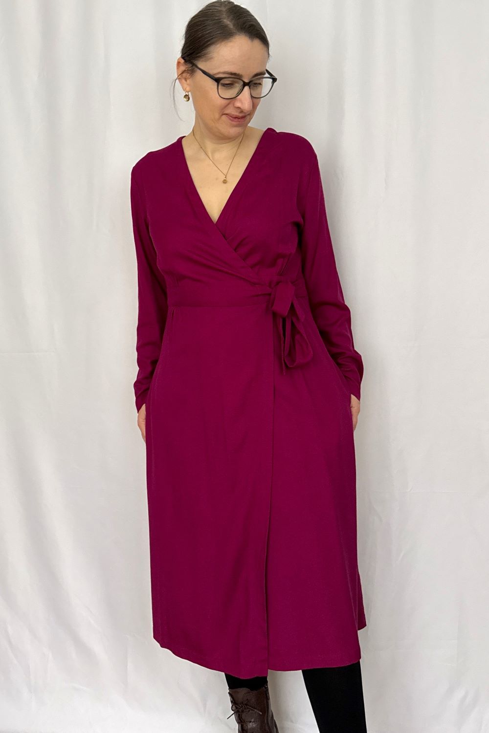 Plain Tie Wickelkleid, Mulberry