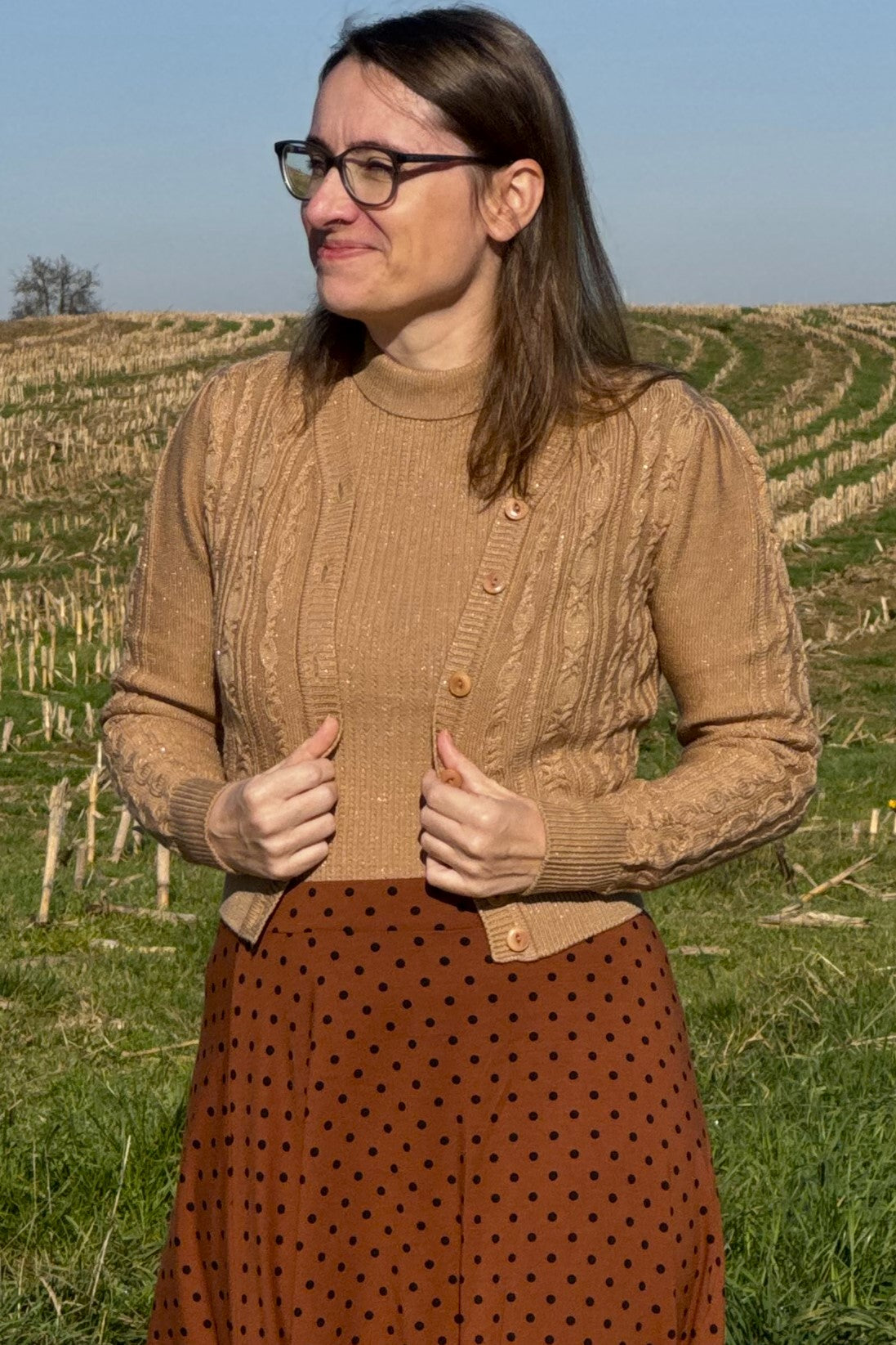 The Ice Skater Cardigan, Shimmery Champagne Wool