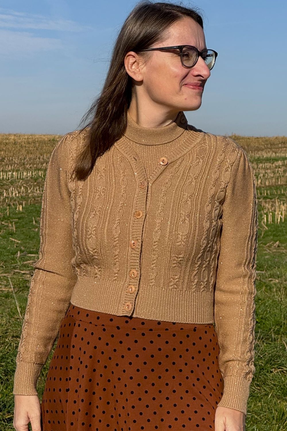 The Ice Skater Cardigan, Shimmery Champagne Wool