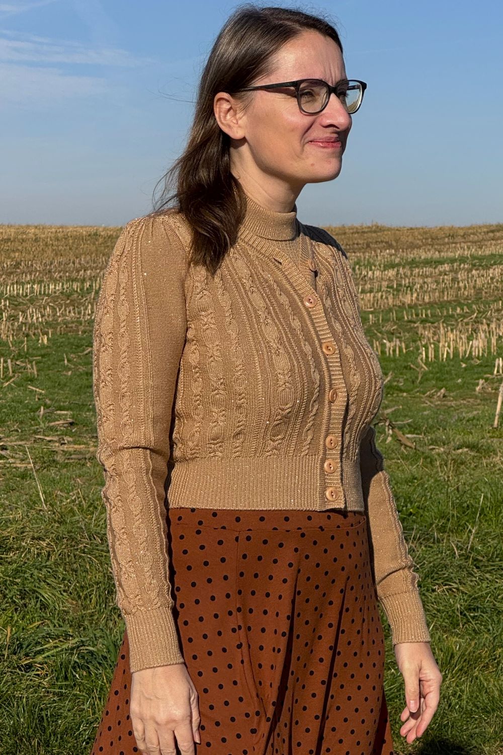 The Ice Skater Cardigan, Shimmery Champagne Wool