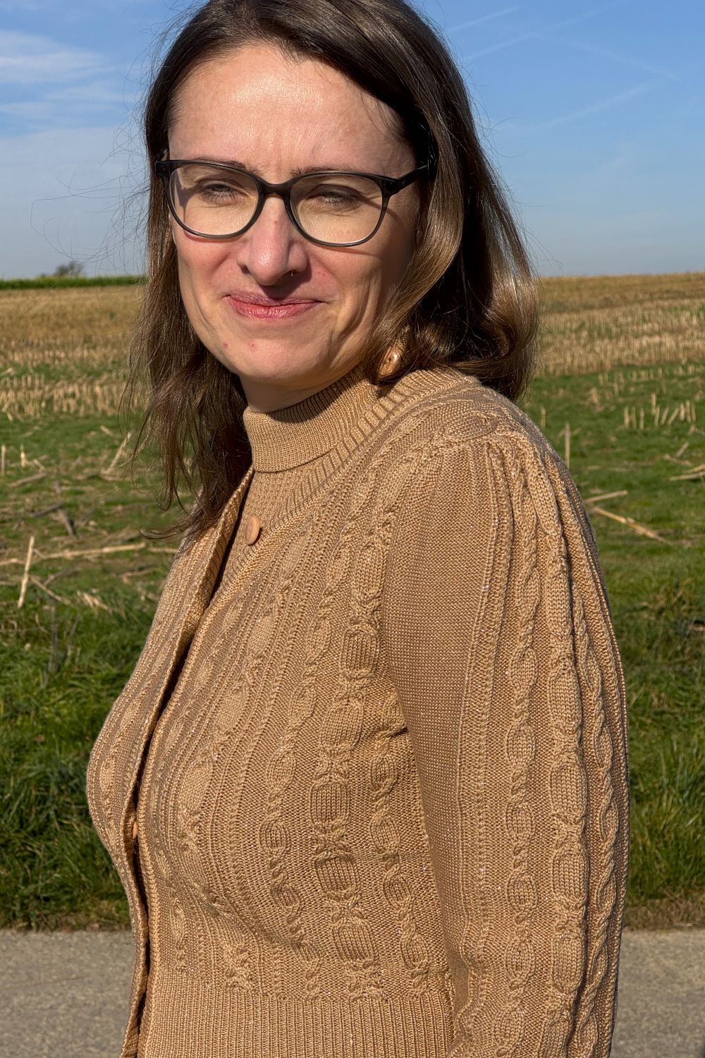 The Ice Skater Cardigan, Shimmery Champagne Wool