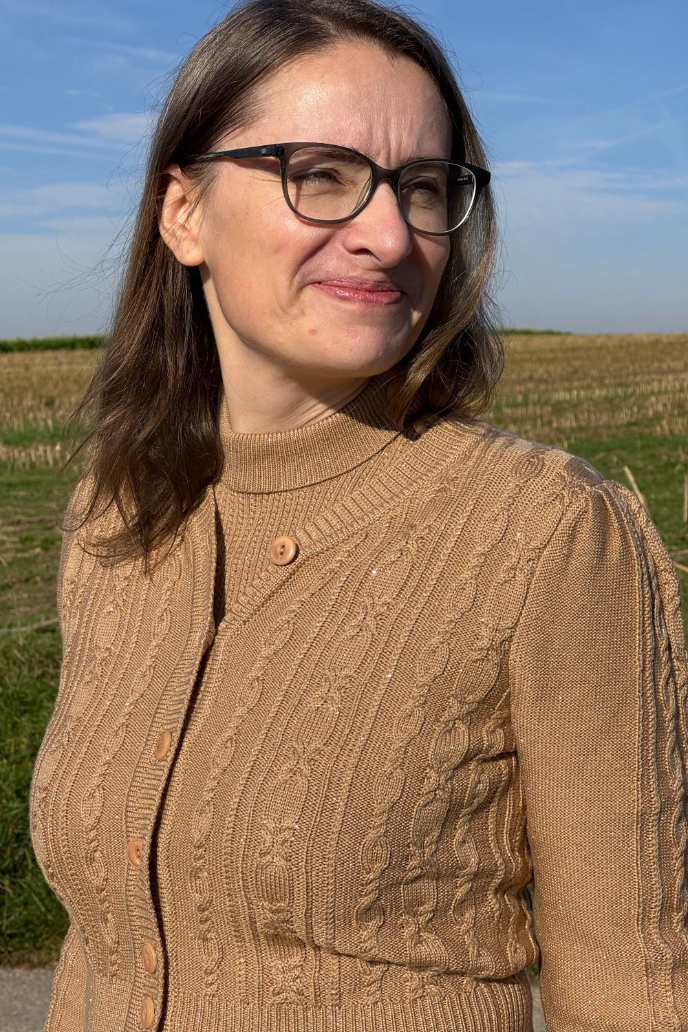 The Ice Skater Cardigan, Shimmery Champagne Wool