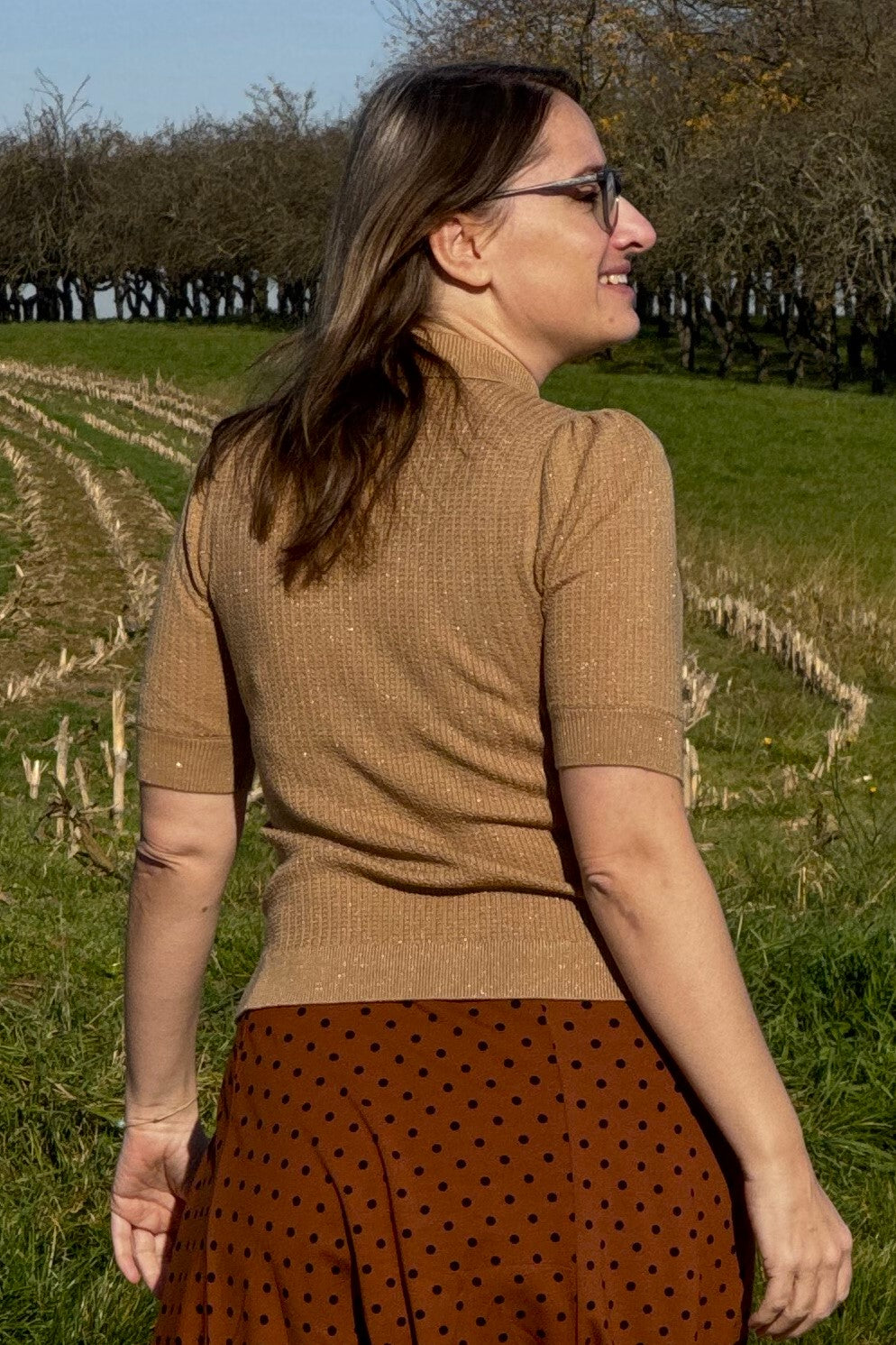 The Top Drawer Top, Shimmery Champagne Wool