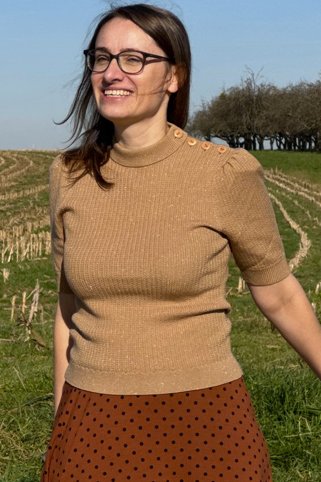 The Top Drawer Top, Shimmery Champagne Wool