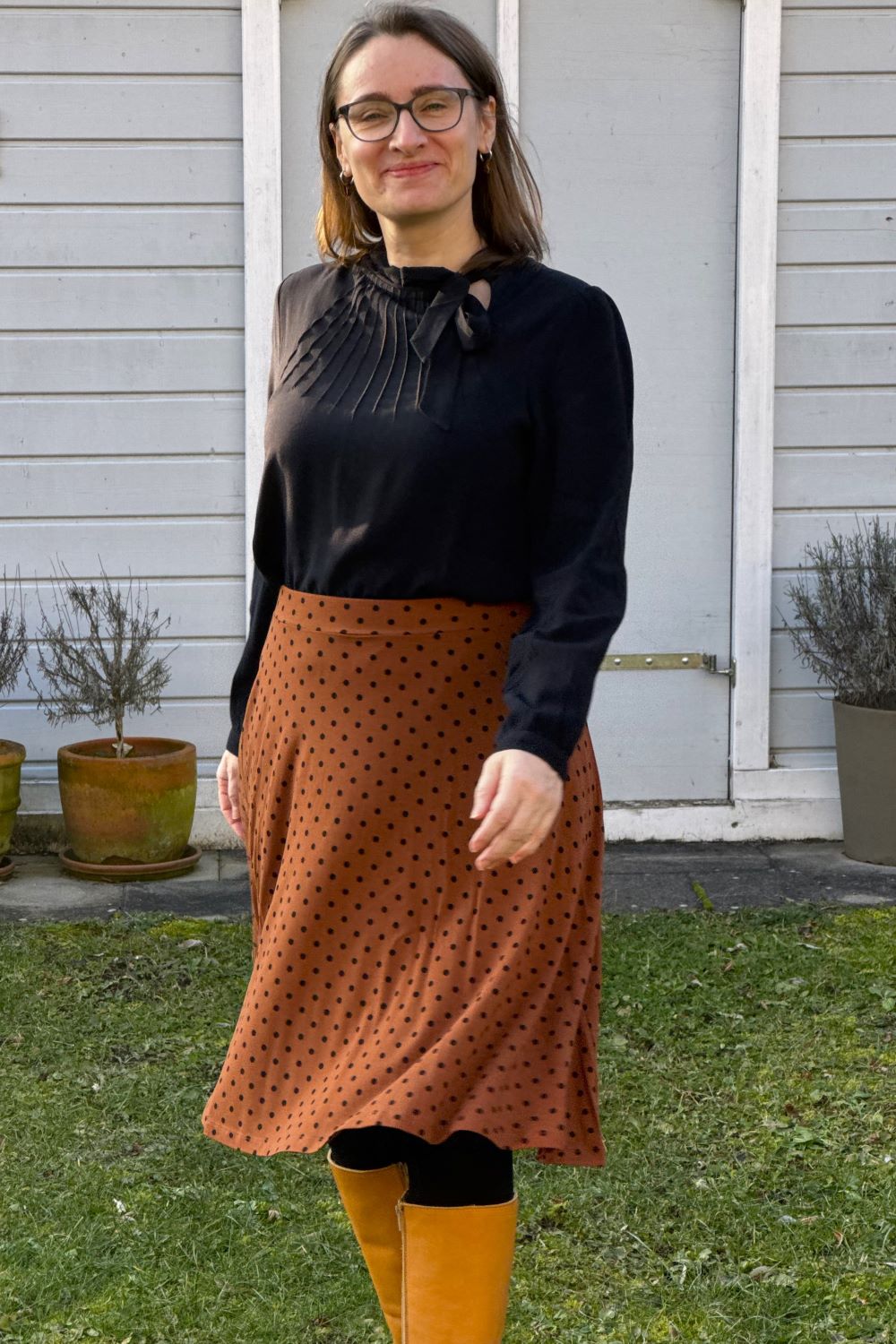 Schleifenbluse, Solid Black