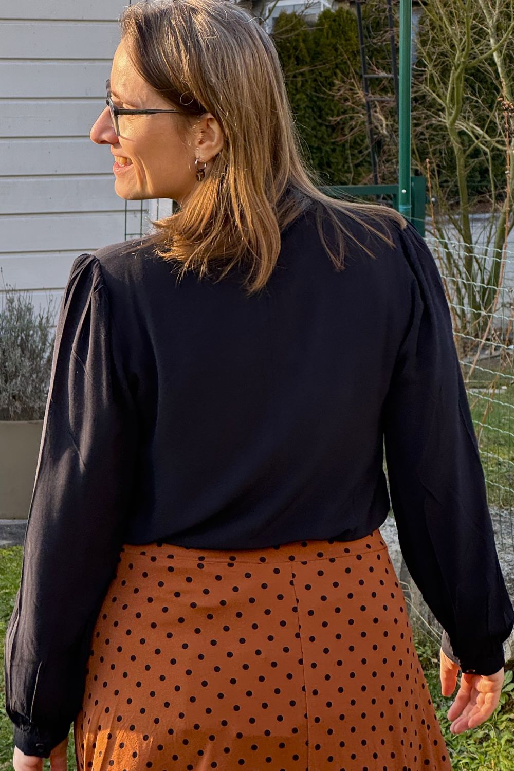 Schleifenbluse, Solid Black