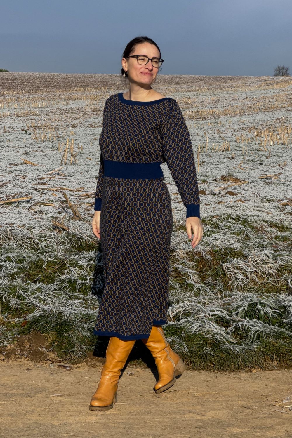 Midi-Strickkleid, Trellis