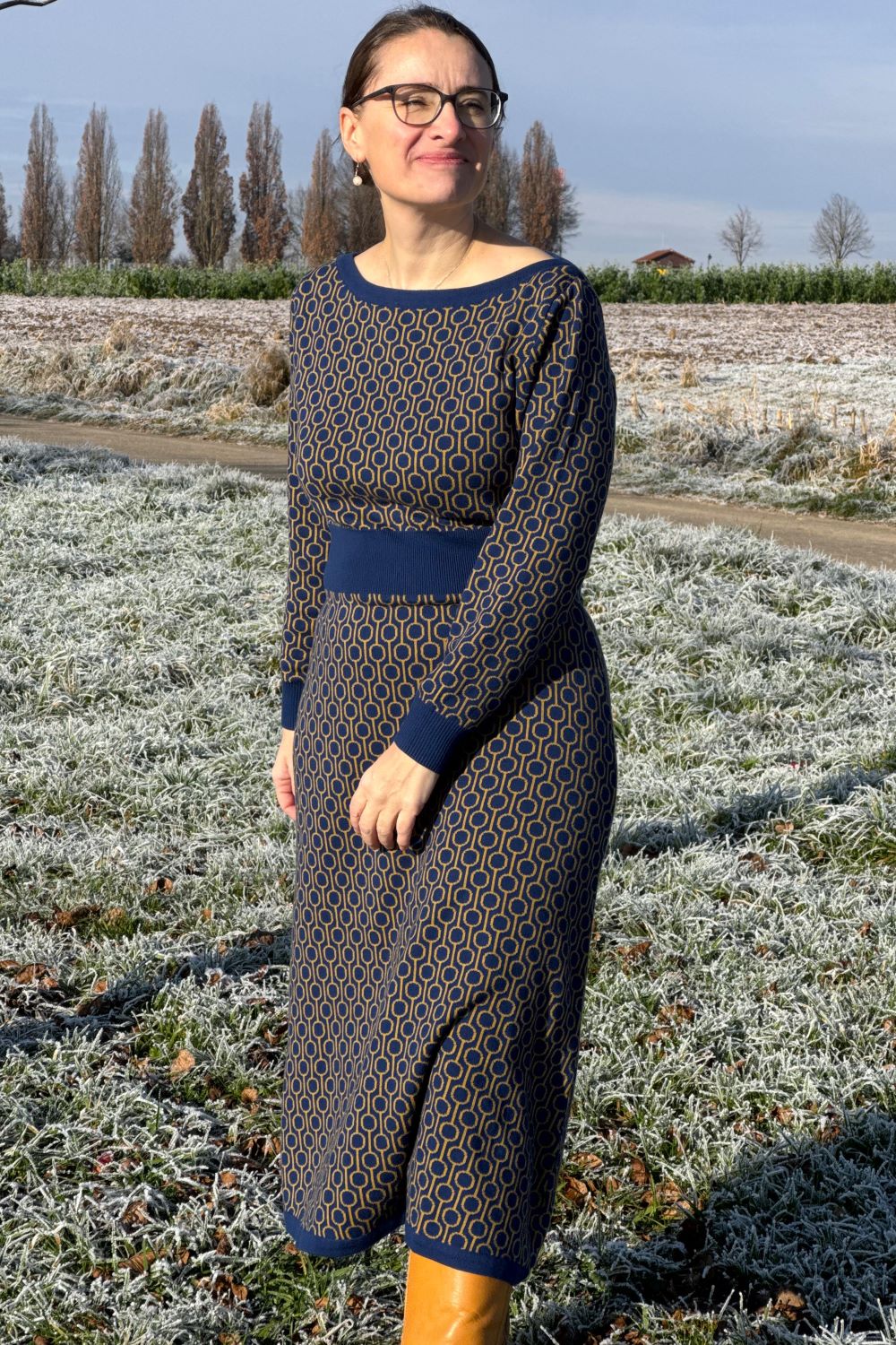 Midi-Strickkleid, Trellis