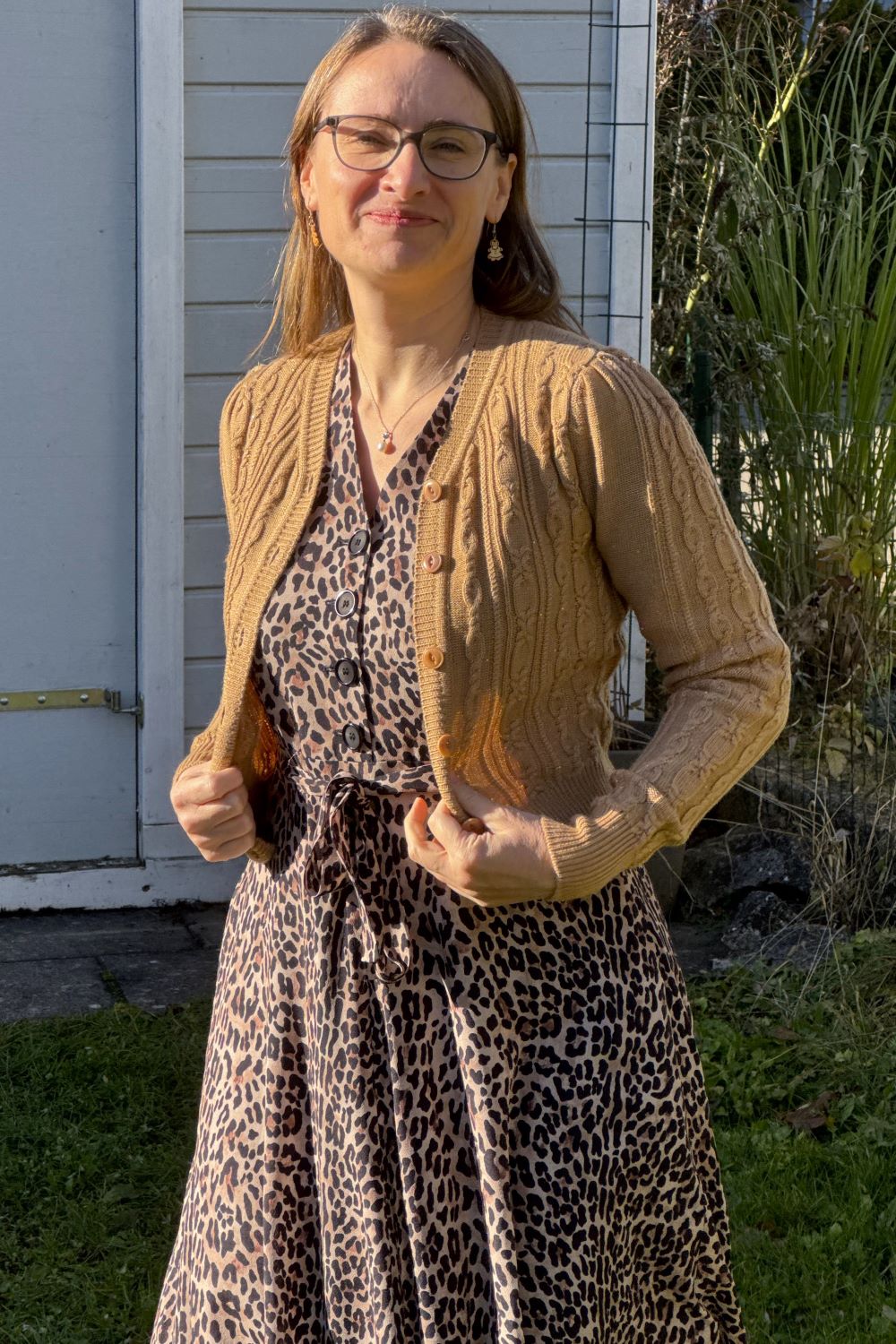 The Ice Skater Cardigan, Shimmery Champagne Wool