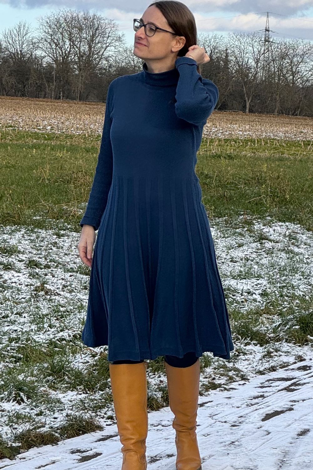 Strickkleid Henna Roll Neck, Blue