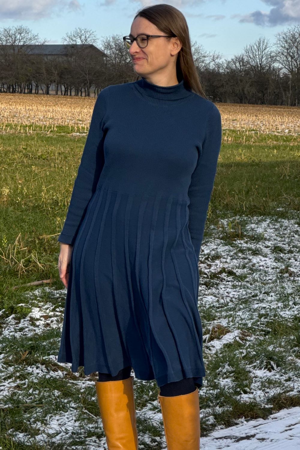 Strickkleid Henna Roll Neck, Blue