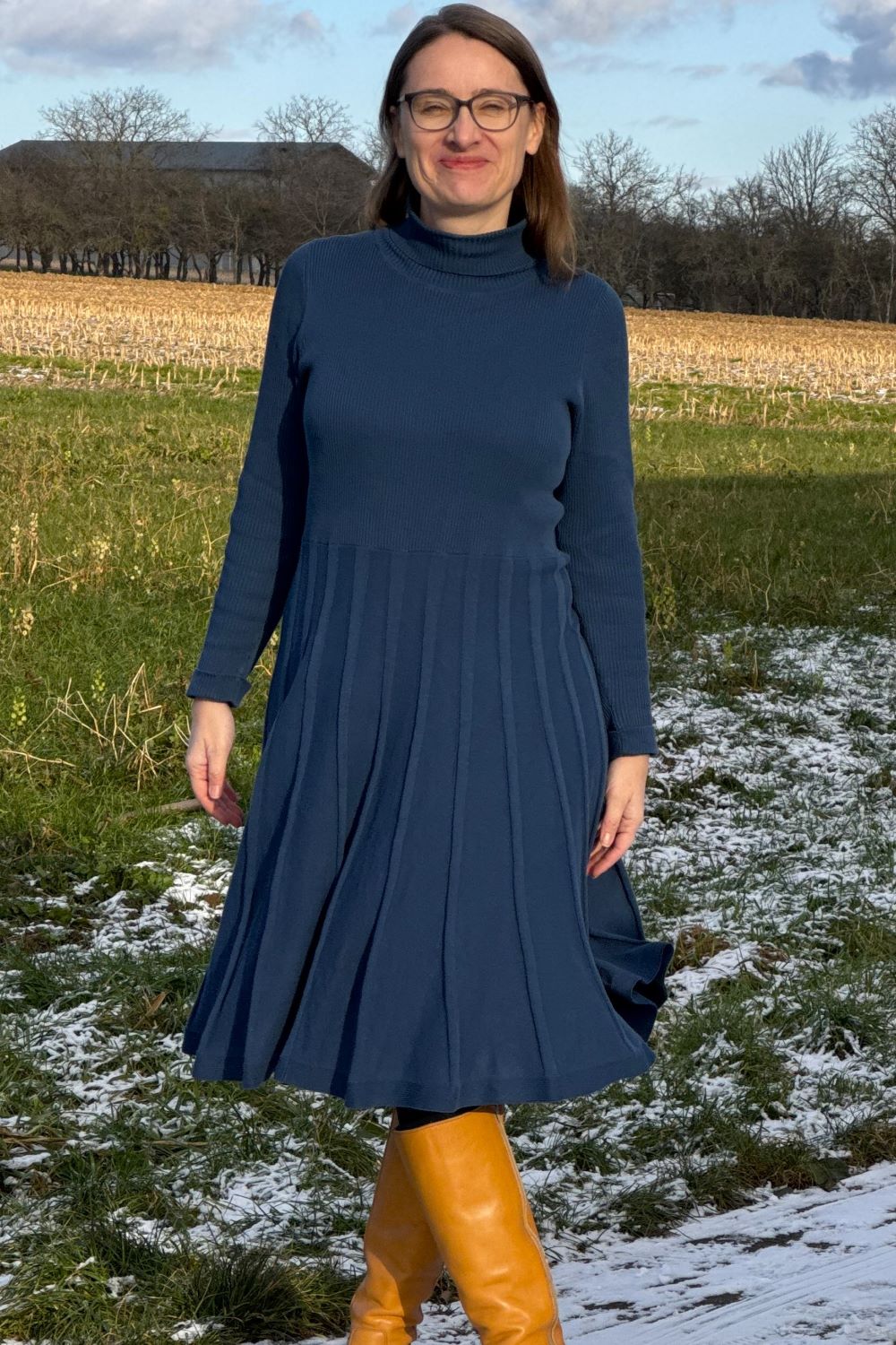 Strickkleid Henna Roll Neck, Blue